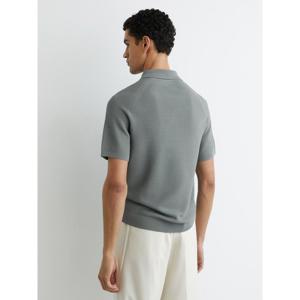 REISS Estate Textured-Knit Half-Zip Polo Shirt
